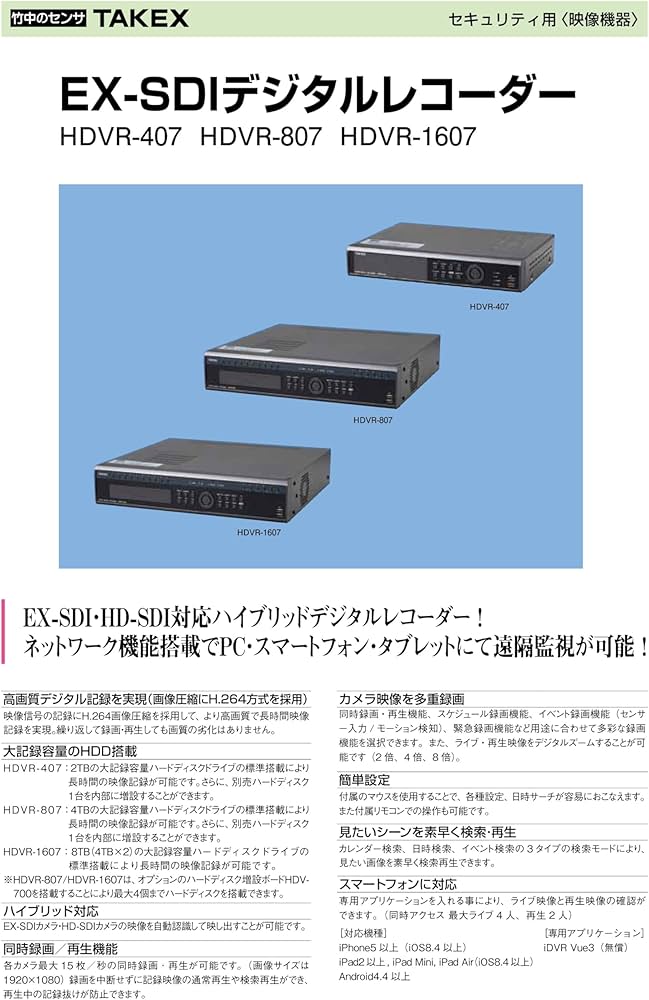 TAKEX HDVR-48 デジタルレコーダーとカメラ TAKEX HDVR-48 デジタルレコーダーとカメラ